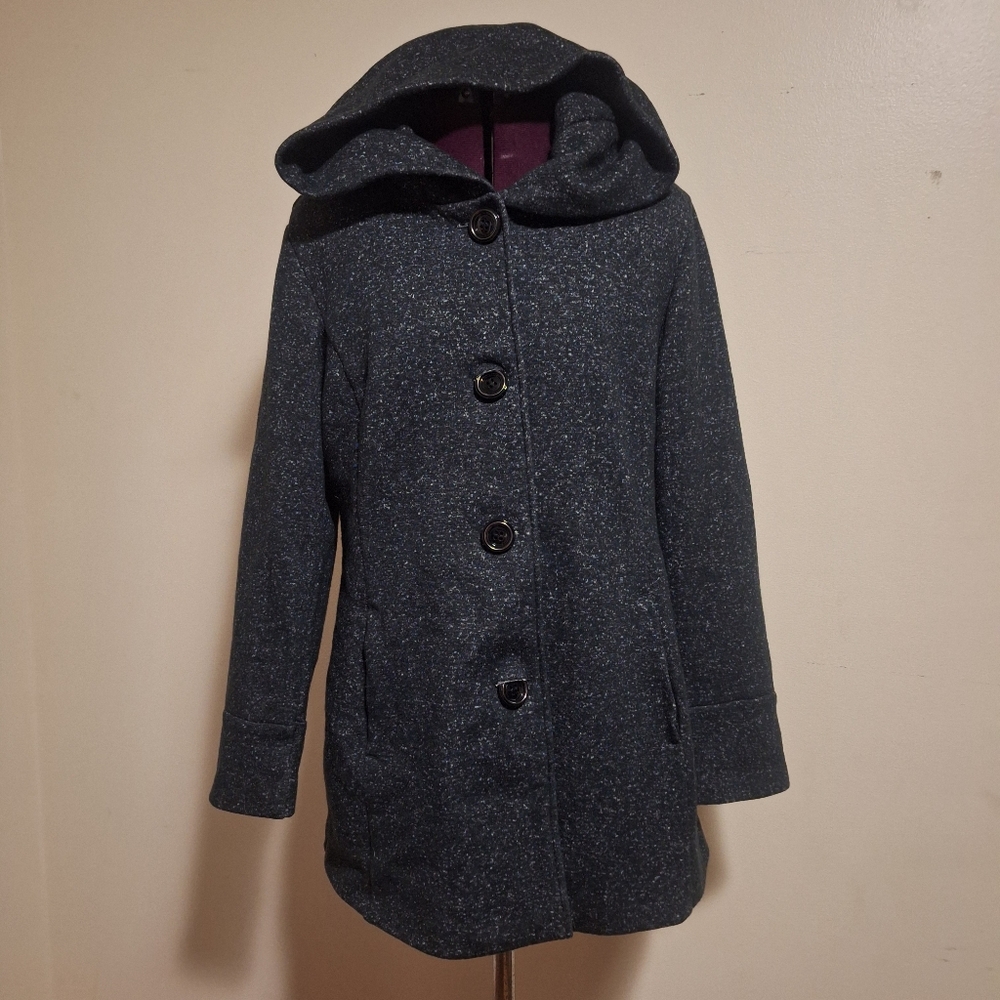Detail Intl Women's Hooded Pea Coat in Charcoal